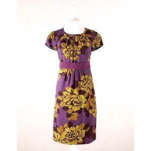 Boden Holland Park Purple Gold Rose Sheath Dress